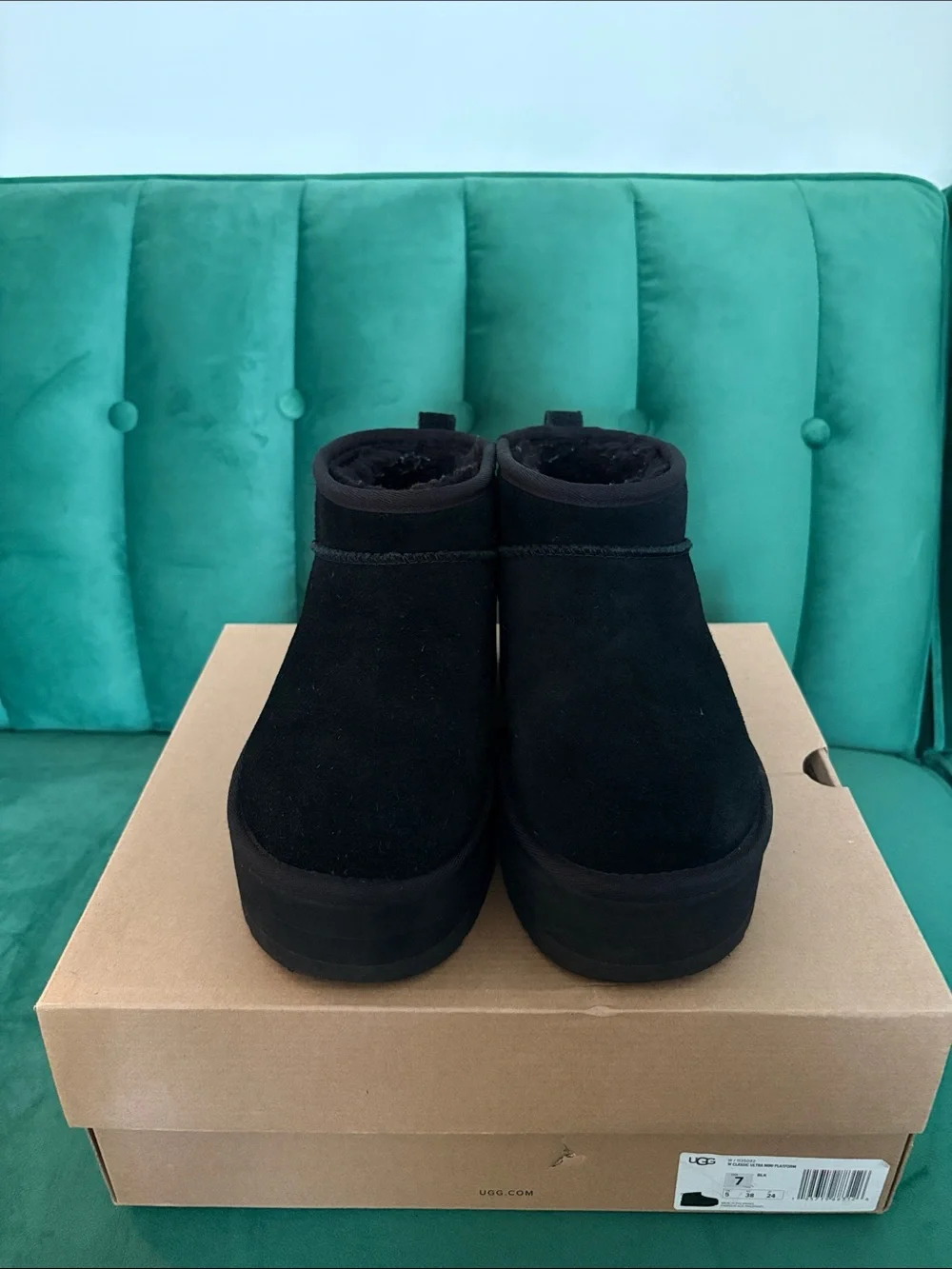 UGG Black Platform Mini Booties